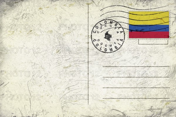 Colombia Cucuta Old Style Mail Envelope with Flag and Postmark
