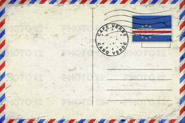 Cape Verde Praia Vintage Air Mail Envelope with Flag and Postmark