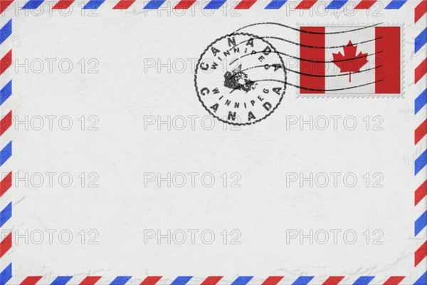 Canada Winnipeg Vintage Air Mail Envelope with Flag and Postmark