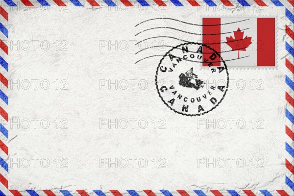 Canada Vancouver Vintage Air Mail Envelope with Flag and Postmark