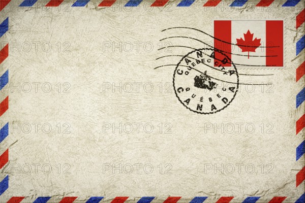 Canada Quebec City Vintage Air Mail Envelope with Flag and Postmark