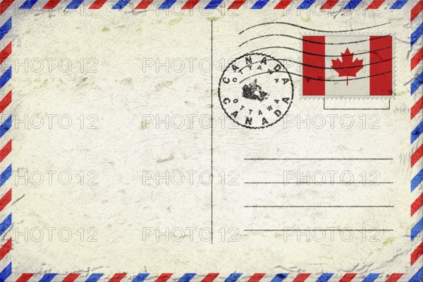 Canada Ottawa Vintage Air Mail Envelope with Flag and Postmark