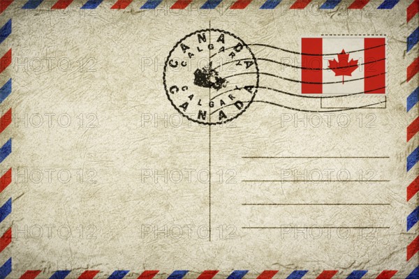 Canada Calgary Vintage Air Mail Envelope with Flag and Postmark