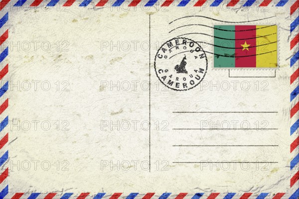 Cameroon Garoua Vintage Air Mail Envelope with Flag and Postmark