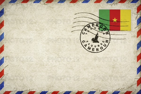 Cameroon Yaounde Vintage Air Mail Envelope with Flag and Postmark