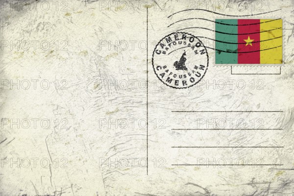 Cameroon Bafoussam Old Style Mail Envelope with Flag and Postmark