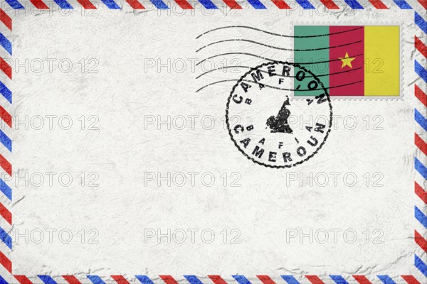Cameroon Bafia Vintage Air Mail Envelope with Flag and Postmark