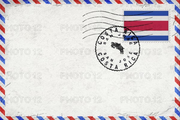Costa Rica San Jose Vintage Air Mail Envelope with Flag and Postmark