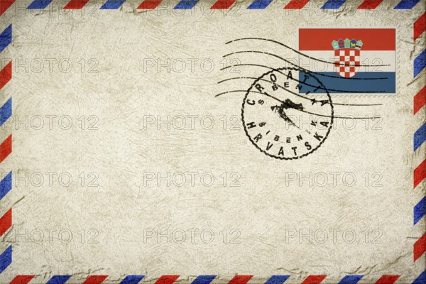 Croatia Sibenik Vintage Air Mail Envelope with Flag and Postmark