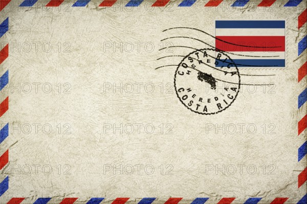 Costa Rica Heredia Vintage Air Mail Envelope with Flag and Postmark