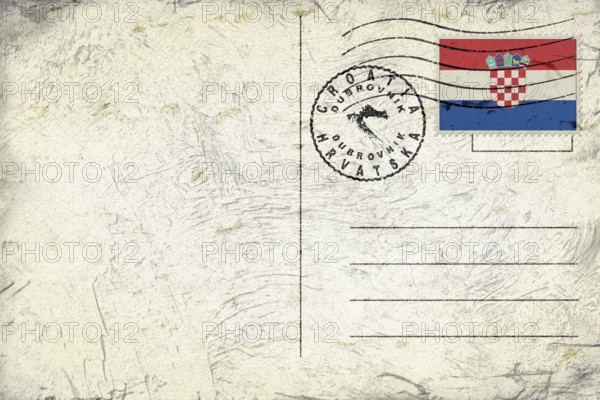 Croatia Dubrovnik Old Style Mail Envelope with Flag and Postmark