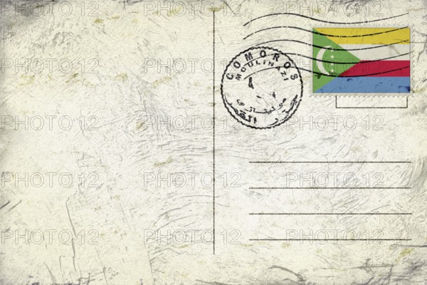 Comoros Moulinazi Old Style Mail Envelope with Flag and Postmark