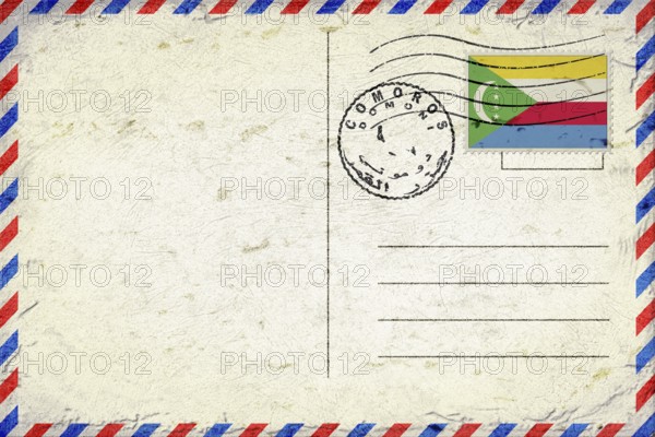 Comoros Domoni Vintage Air Mail Envelope with Flag and Postmark