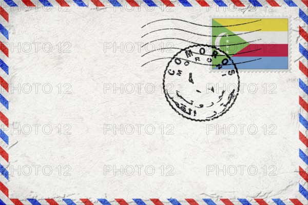 Comoros Moroni Vintage Air Mail Envelope with Flag and Postmark