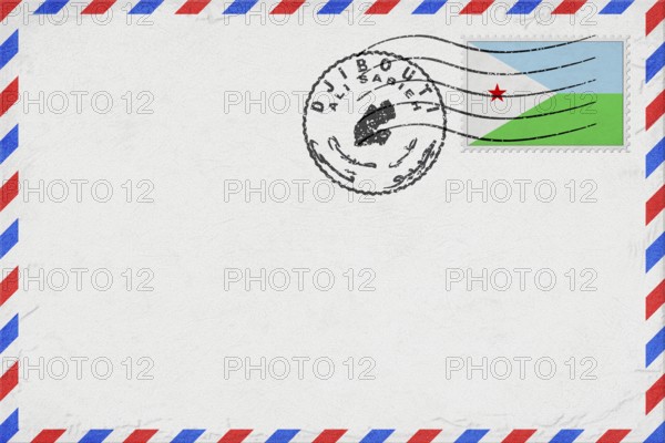 Djibouti Ali Sabieh Vintage Air Mail Envelope with Flag and Postmark
