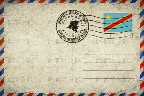 Democratic Republic of Congo Kisangani Vintage Air Mail Envelope with Flag and Postmark