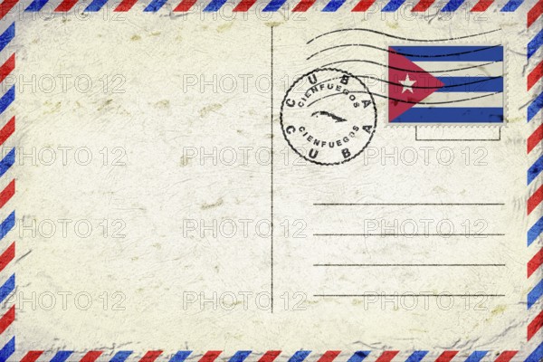 Cuba Cienfuegos Vintage Air Mail Envelope with Flag and Postmark
