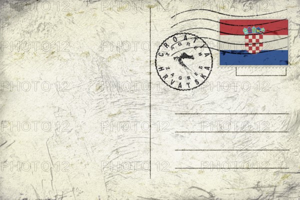 Croatia Zagreb Old Style Mail Envelope with Flag and Postmark