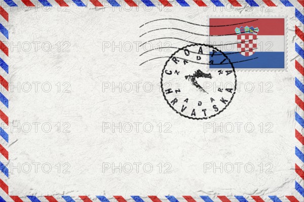 Croatia Zadar Vintage Air Mail Envelope with Flag and Postmark