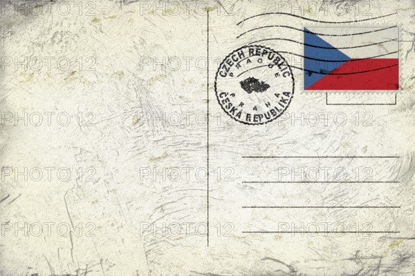 Czech Republic Prague Old Style Mail Envelope with Flag and Postmark