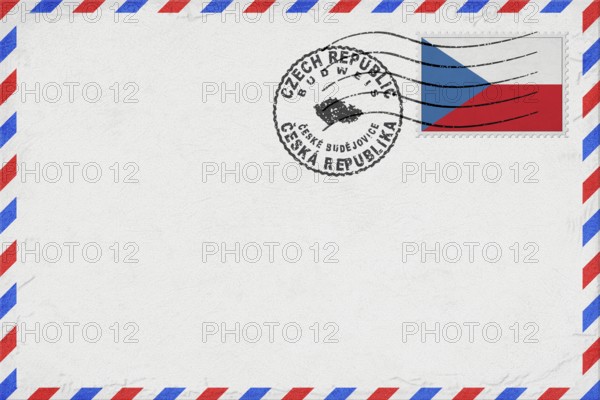 Czech Republic Budweis Vintage Air Mail Envelope with Flag and Postmark