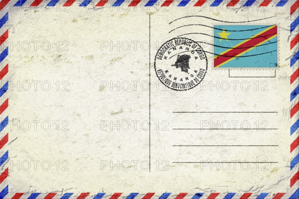 Democratic Republic of Congo Kananga Vintage Air Mail Envelope with Flag and Postmark