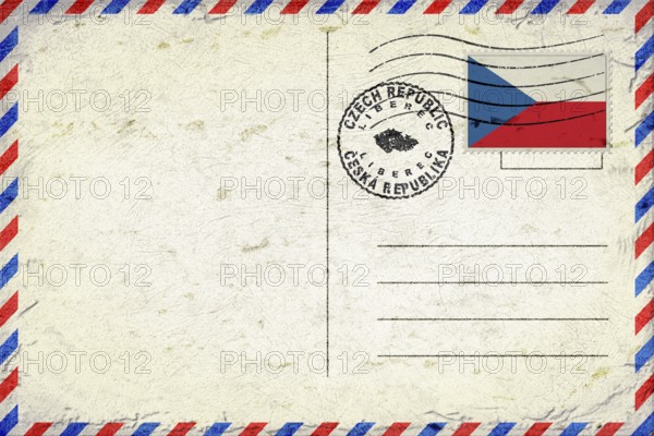 Czech Republic Liberec Vintage Air Mail Envelope with Flag and Postmark