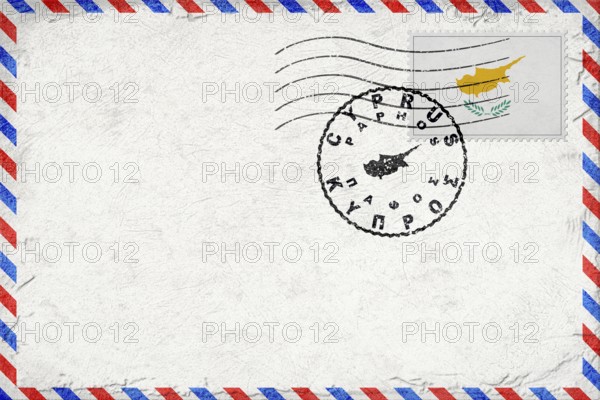 Cyprus Paphos Vintage Air Mail Envelope with Flag and Postmark