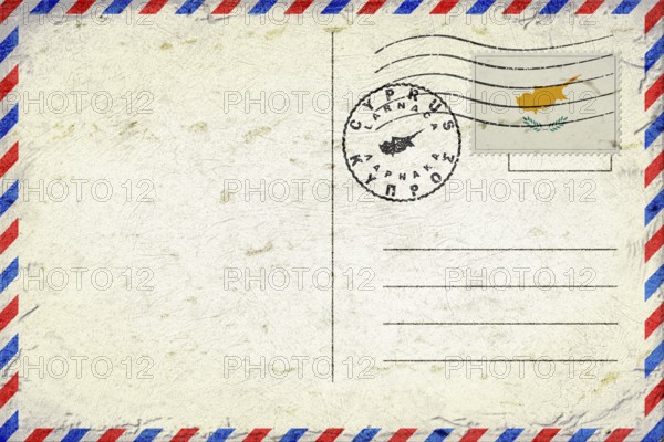 Cyprus Larnaca Vintage Air Mail Envelope with Flag and Postmark