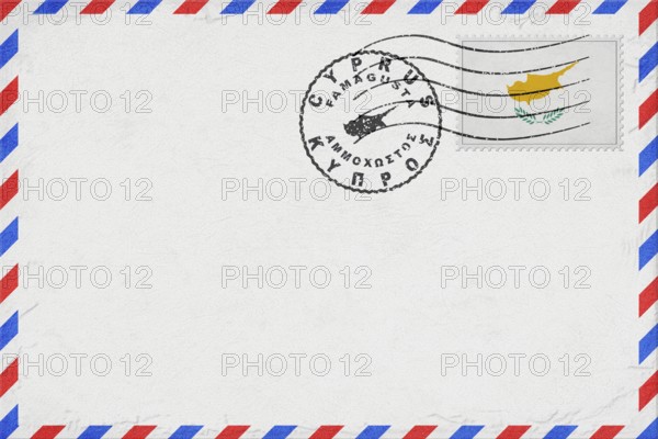 Cyprus Famagusta Vintage Air Mail Envelope with Flag and Postmark