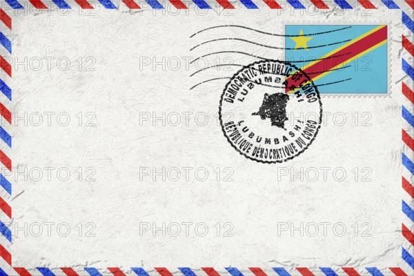 Democratic Republic of Congo Lubumbashi Vintage Air Mail Envelope with Flag and Postmark