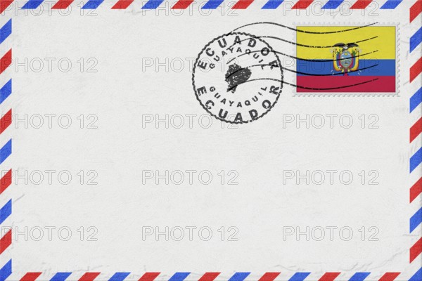 Ecuador Guayaquil Vintage Air Mail Envelope with Flag and Postmark