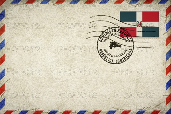 Dominican Republic Santiago de los Caballeros Vintage Air Mail Envelope with Flag and Postmark