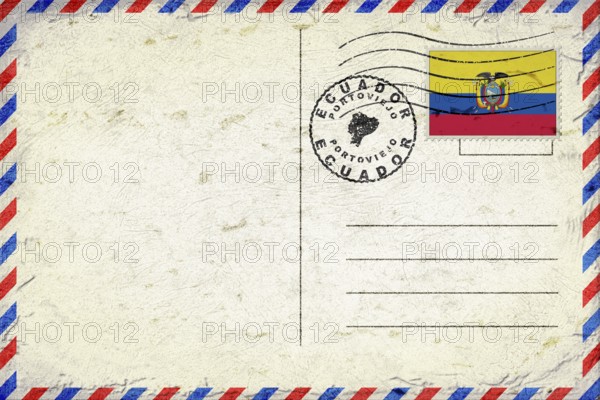 Ecuador Portoviejo Vintage Air Mail Envelope with Flag and Postmark