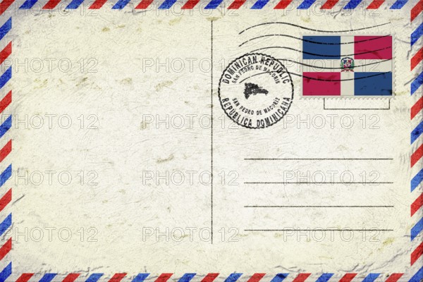 Dominican Republic San Pedro de Macoris Vintage Air Mail Envelope with Flag and Postmark