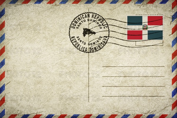 Dominican Republic Santo Domingo Vintage Air Mail Envelope with Flag and Postmark