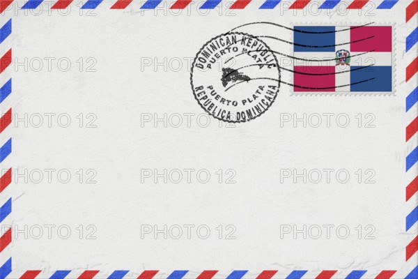 Dominican Republic Puerto Plata Vintage Air Mail Envelope with Flag and Postmark