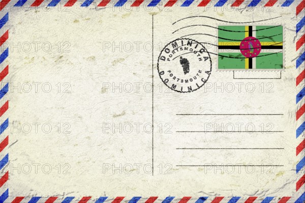 Dominica Portsmouth Vintage Air Mail Envelope with Flag and Postmark