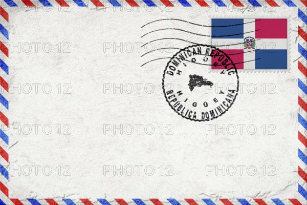 Dominican Republic Higuey Vintage Air Mail Envelope with Flag and Postmark