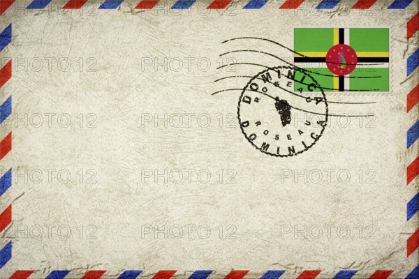 Dominica Roseau Vintage Air Mail Envelope with Flag and Postmark