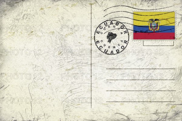 Ecuador Cuenca Old Style Mail Envelope with Flag and Postmark