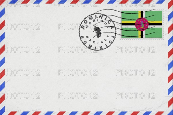 Dominica Marigot Vintage Air Mail Envelope with Flag and Postmark