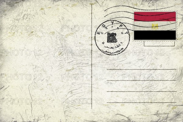 Egypt Cairo Old Style Mail Envelope with Flag and Postmark