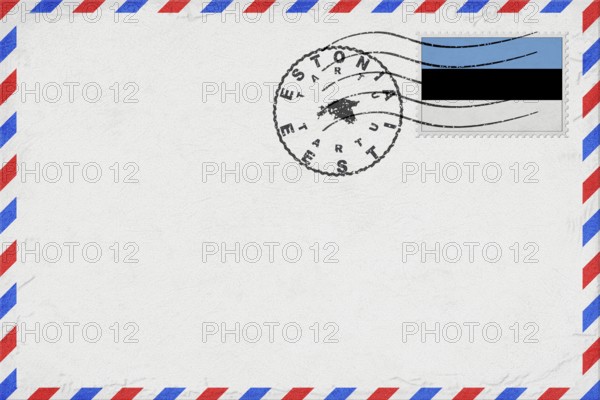 Estonia Tartu Vintage Air Mail Envelope with Flag and Postmark
