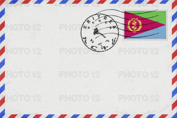 Eritrea Keren Vintage Air Mail Envelope with Flag and Postmark