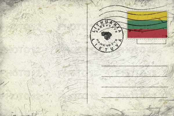 Lithuania Panevezys Old Style Mail Envelope with Flag and Postmark