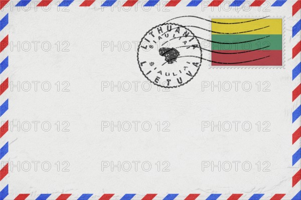 Lithuania Siauliai Vintage Air Mail Envelope with Flag and Postmark