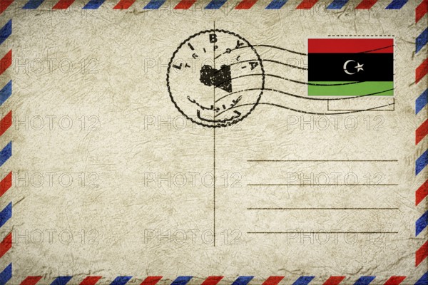 Libya Tripoli Vintage Air Mail Envelope with Flag and Postmark