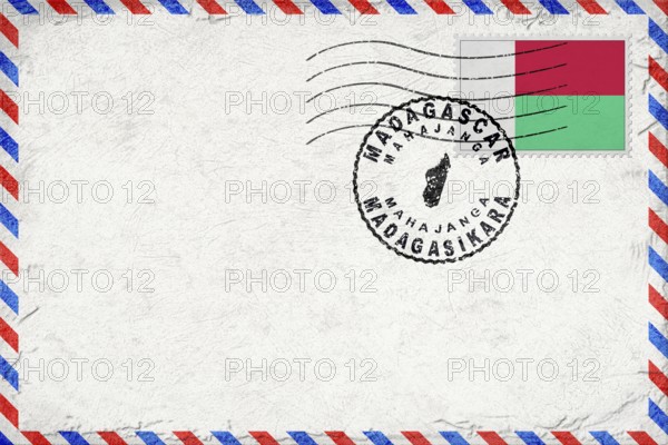 Madagascar Mahajanga Vintage Air Mail Envelope with Flag and Postmark