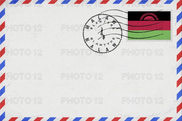 Malawi Blantyre Vintage Air Mail Envelope with Flag and Postmark